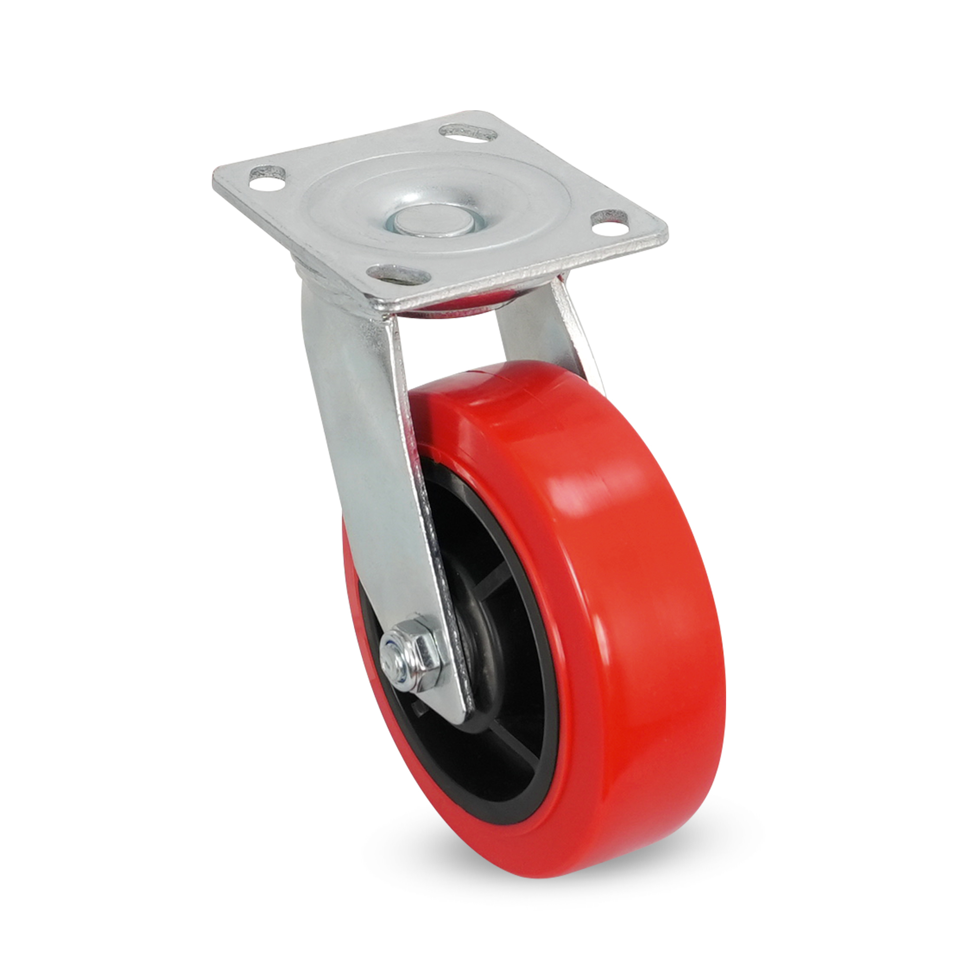 Klutch 6in. Polyurethane Swivel Caster, 700-Lb. Capacity, Red
